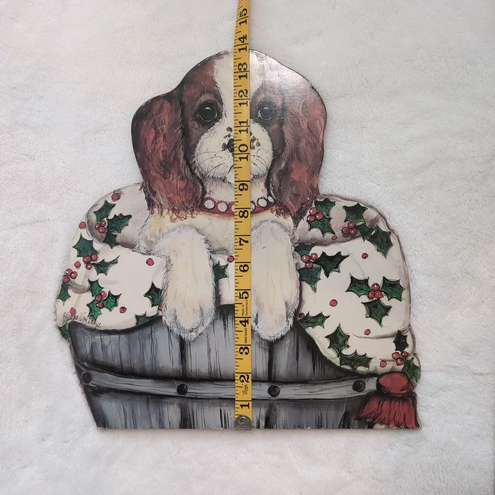 Vintage Christmas‎ Puppy Silent Companion Wood Dummy Board Dog Wall Art Spaniel